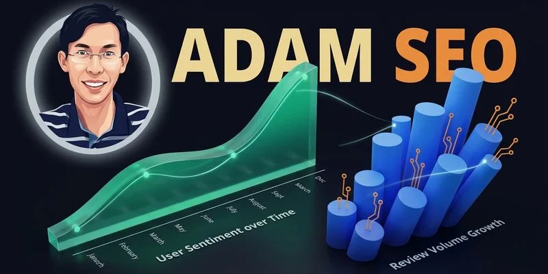 Brand sentiment analysis showing positive trend improvement over six months with review volume growth
