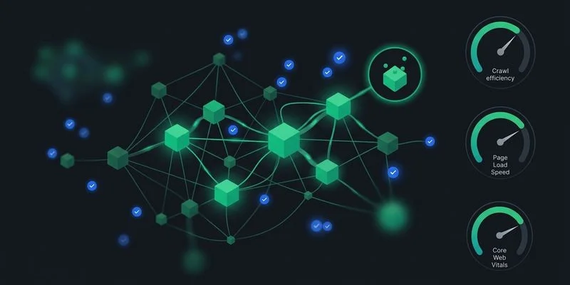 Technical SEO audit results for e-commerce platform showing crawl efficiency and product indexation metrics